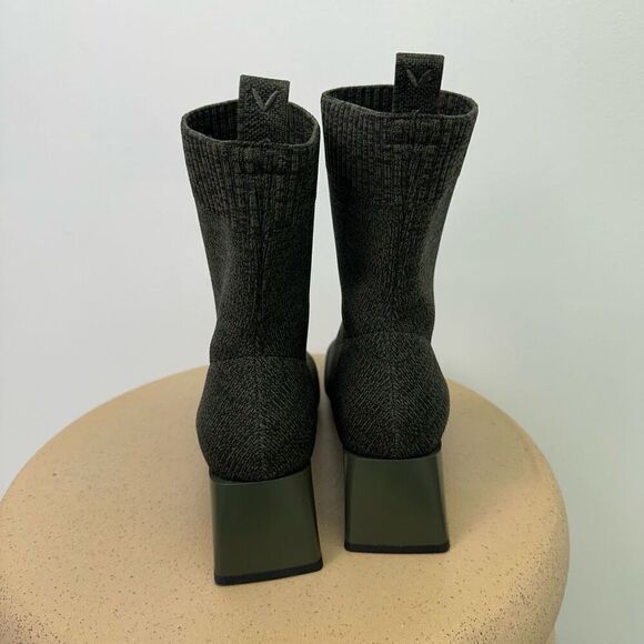 Vivaia Women’s Regina Peo Dark Olive Square-Toe Water-Repellent Heeled Boots - Picture 8 of 15